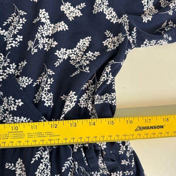 Gap Navy Blue Floral Wrap Dress M - Picture 8 of 10